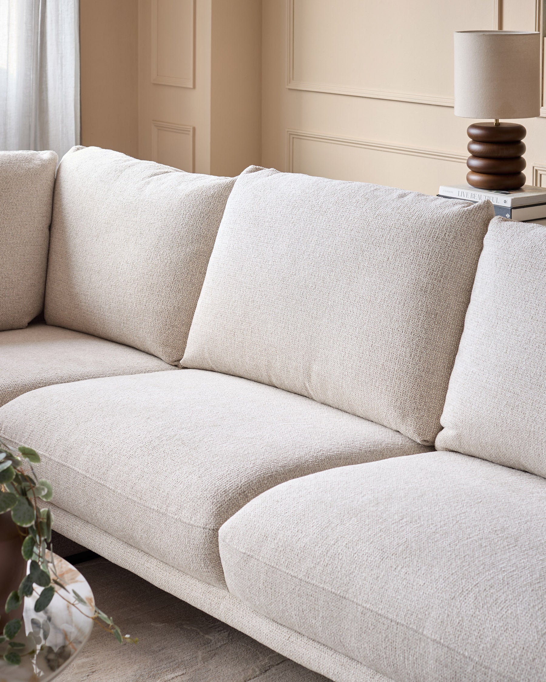 Canapé d'angle droit Colette en tissu naturel