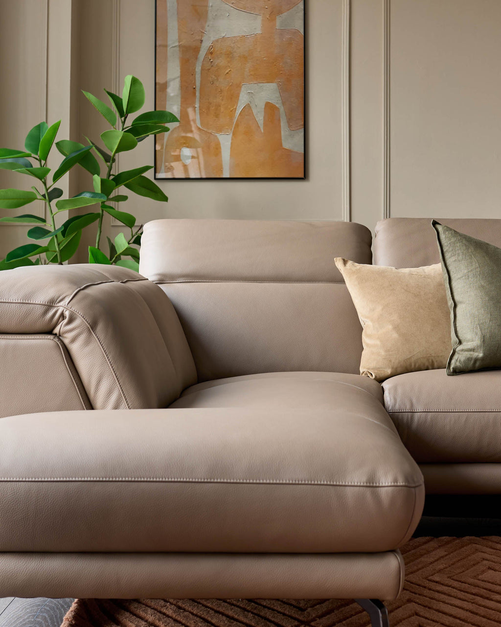 Canapé d'angle gauche en cuir naturel Connor