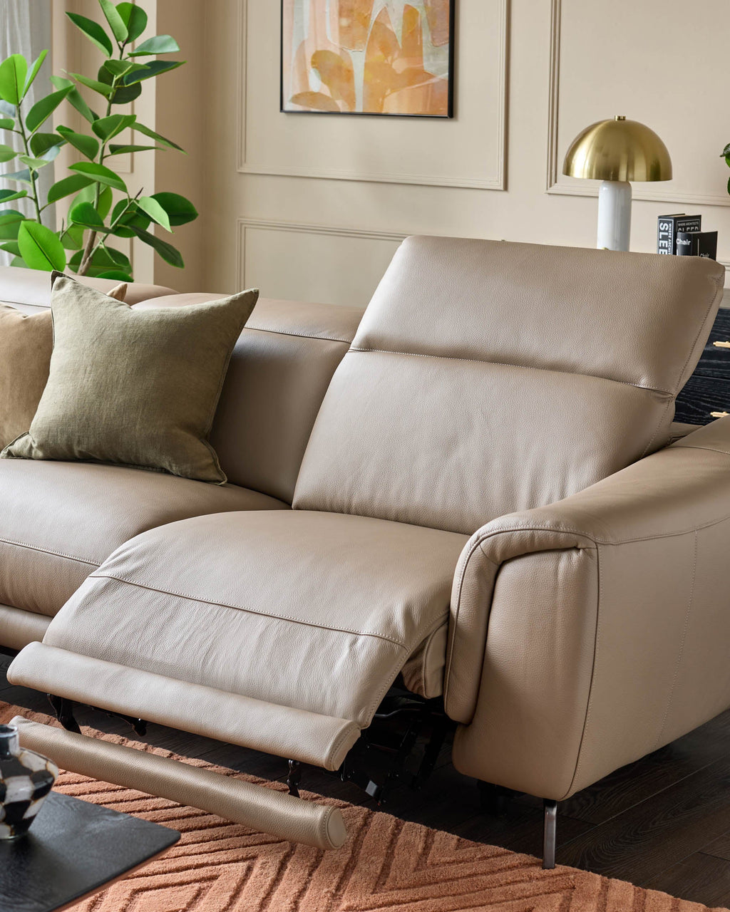 Canapé d'angle gauche en cuir naturel Connor