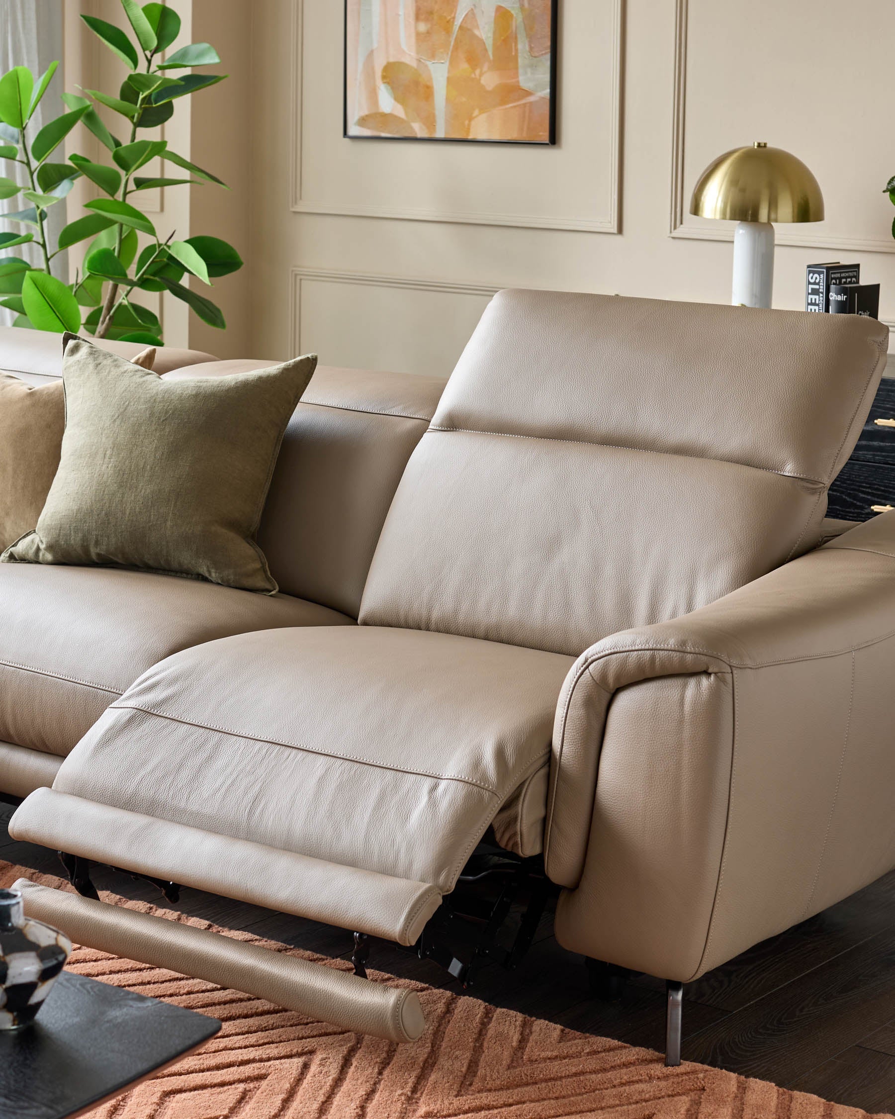 Canapé d'angle gauche en cuir naturel Connor