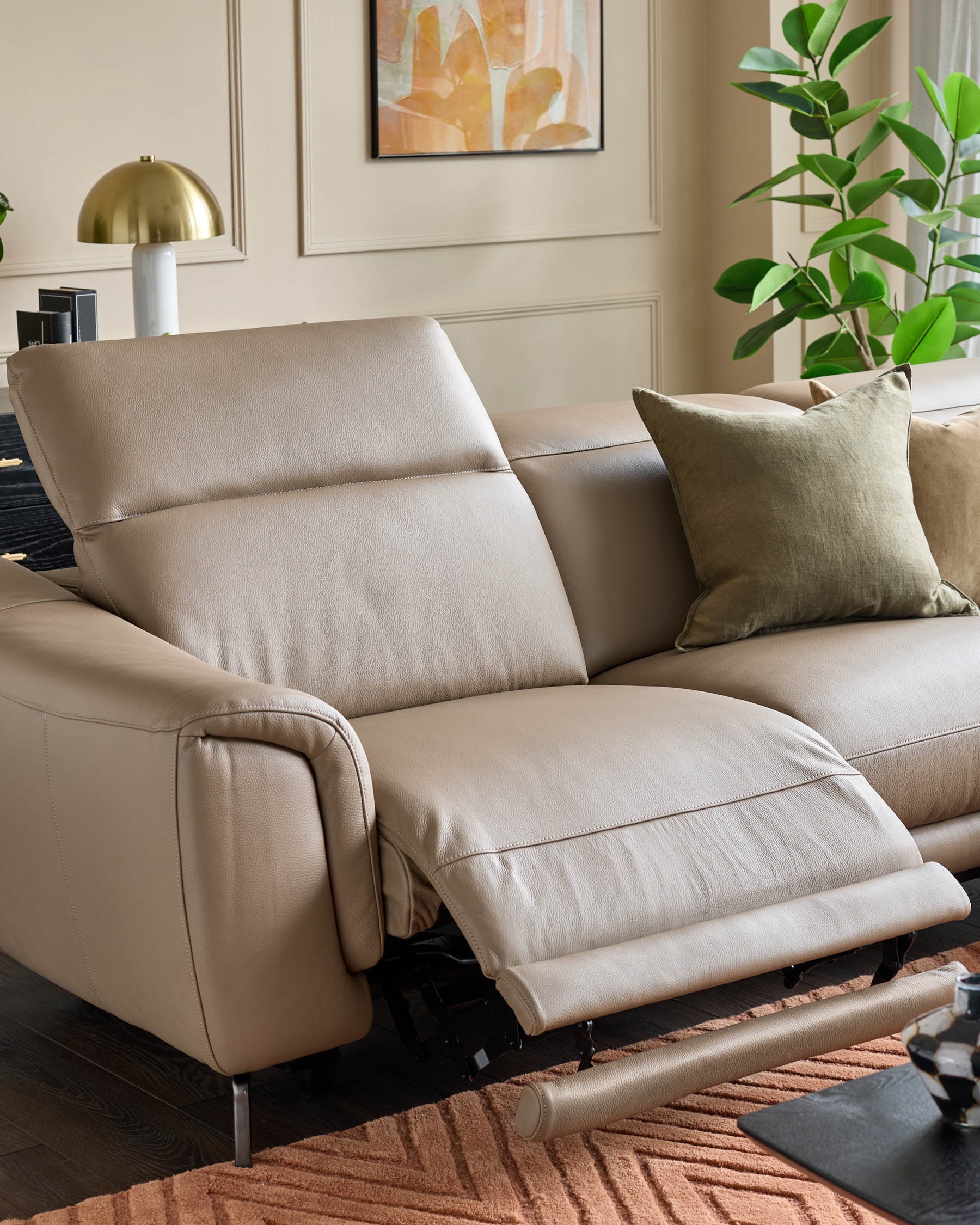 Canapé d'angle droit Connor en cuir naturel