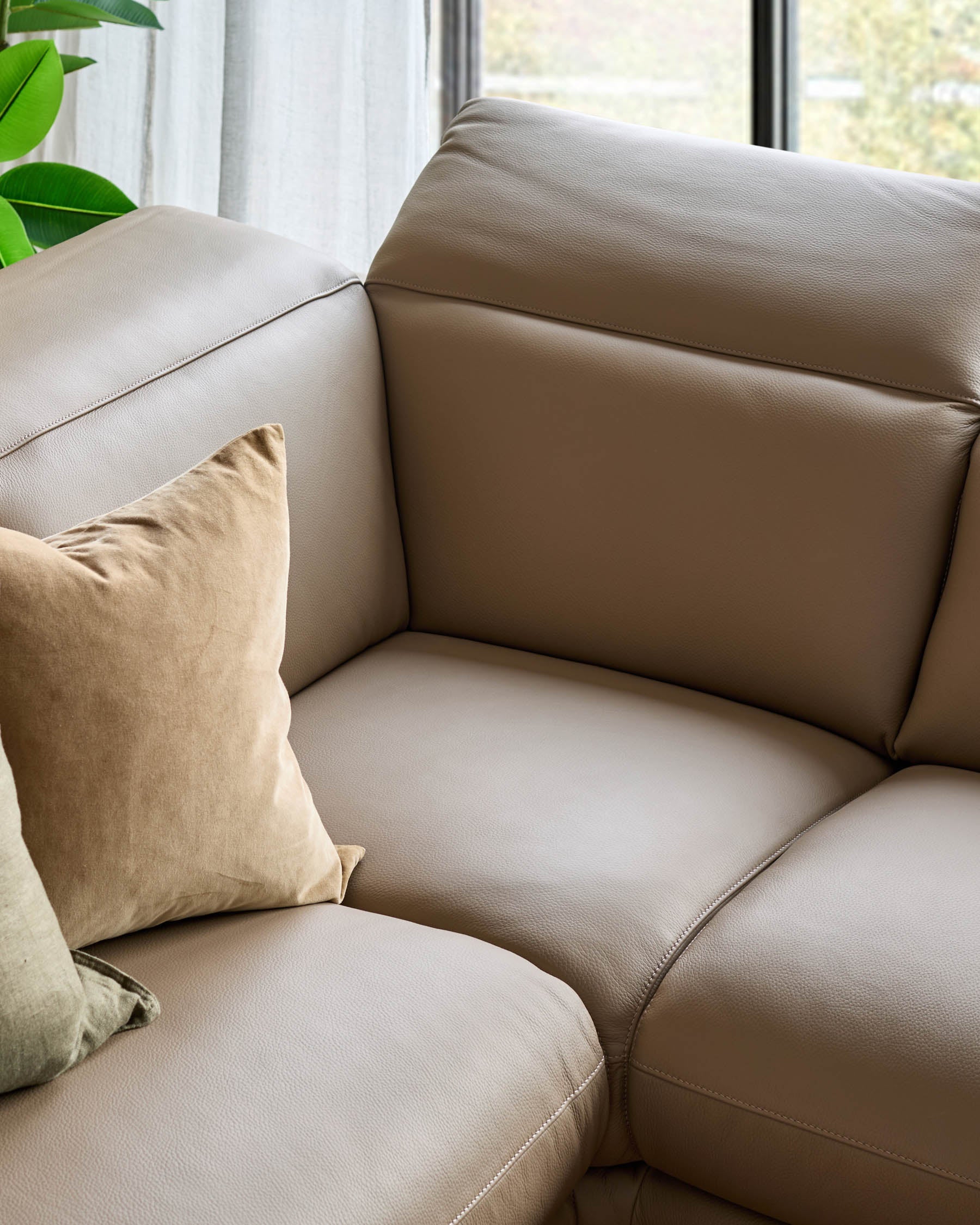 Canapé d'angle droit Connor en cuir naturel