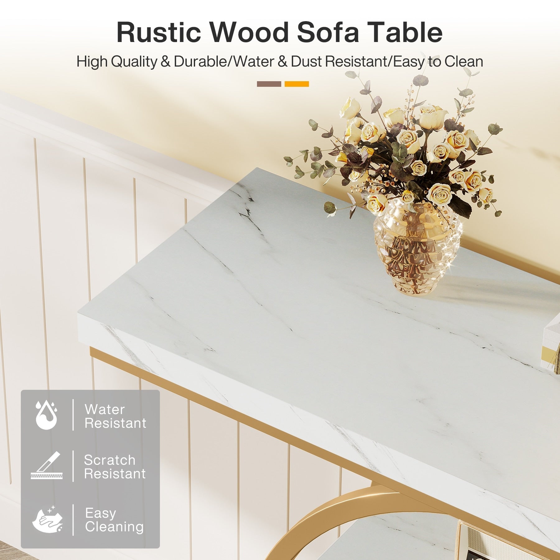 Console d'entrée, table de canapé industrielle à 4 niveaux derrière le canapé