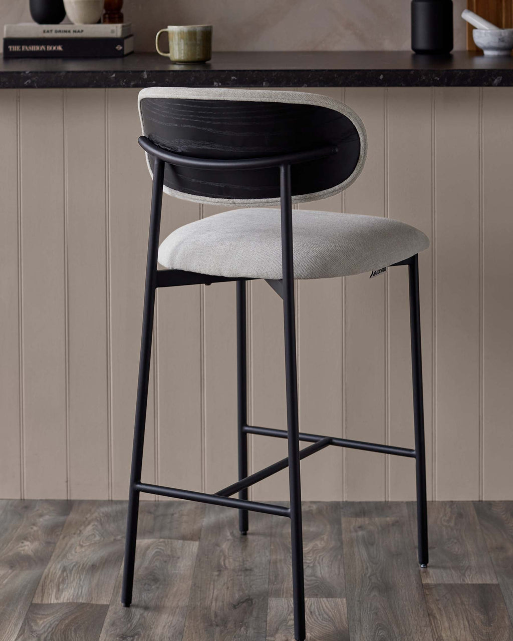 Tabouret de bar en tissu crème