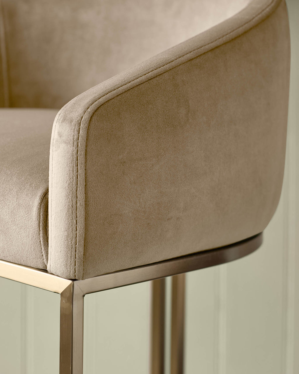 Tabouret de bar Dakota Champagne en velours et laiton