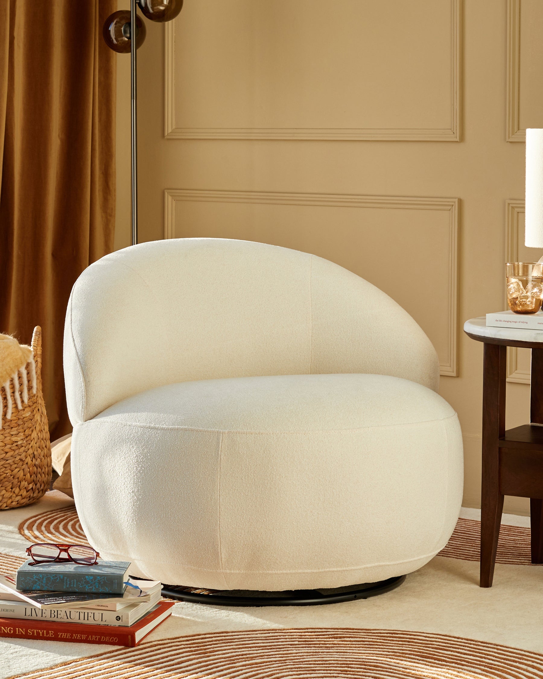 Fauteuil pivotant Daphne Ivory Boucle