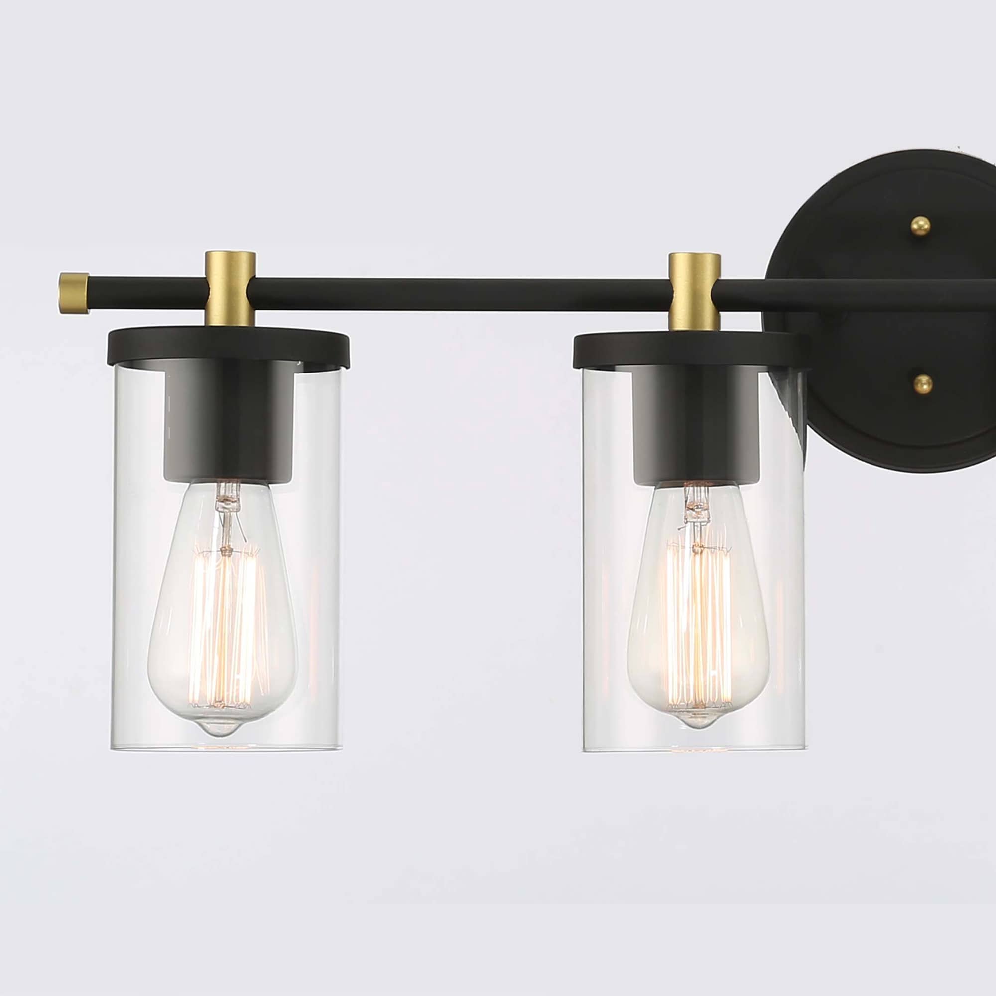 Applique murale de salle de bain Decatur à 6 lumières, style ferme moderne, noir/doré, certifiée UL