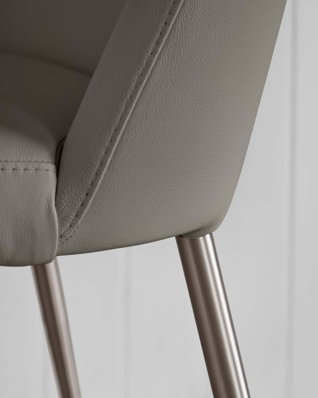 Chaise de salle à manger décorative en cuir gris foncé