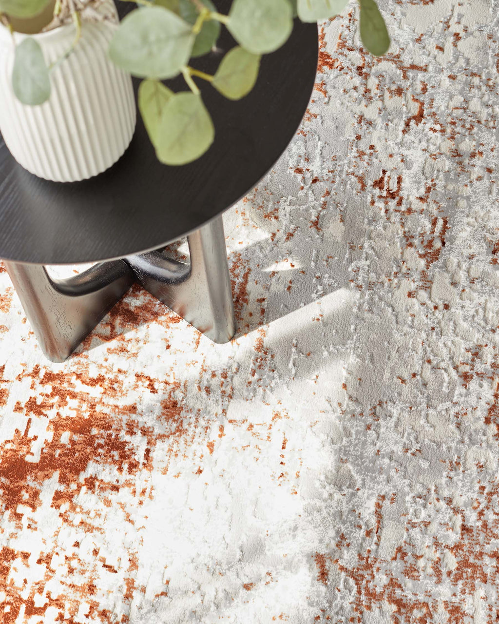 Tapis moyen texturé rouille vieilli