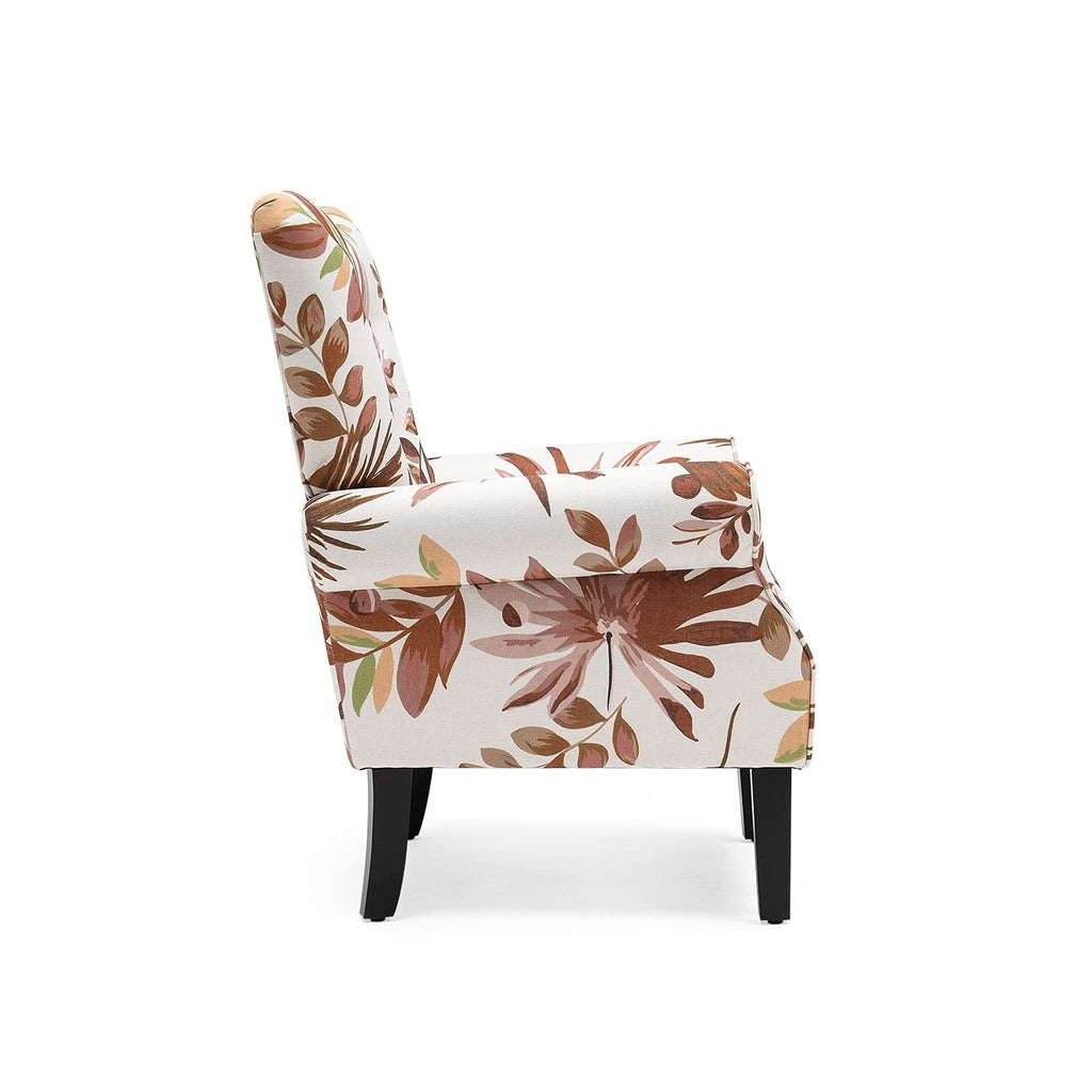 Fauteuil d'appoint moderne Erommy, fauteuil à dossier haut, canapé simple en tissu rembourré avec pieds en bois pour le salon