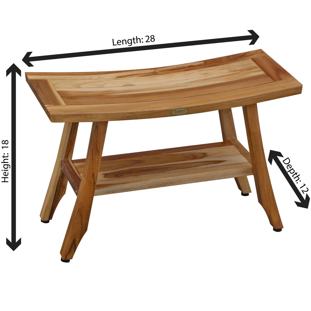 Banc de douche en teck EcoDecors 71 cm, banc en bois, banc de salle de bain, banc de salle de bain en teck, tabouret de douche en teck, siège de douche en teck