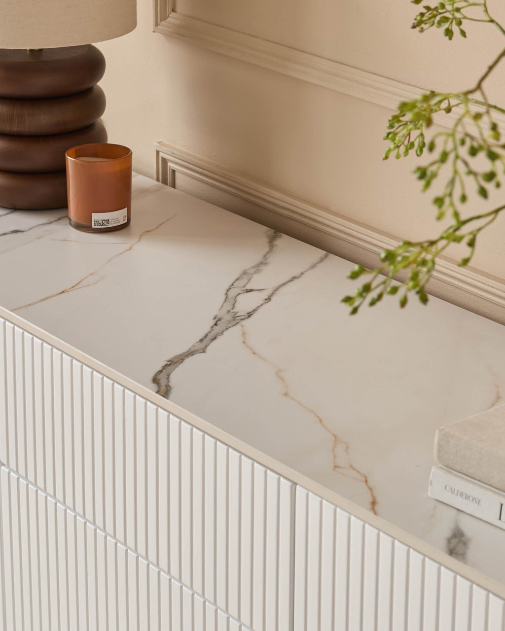 Buffet Edie en céramique naturelle grand format