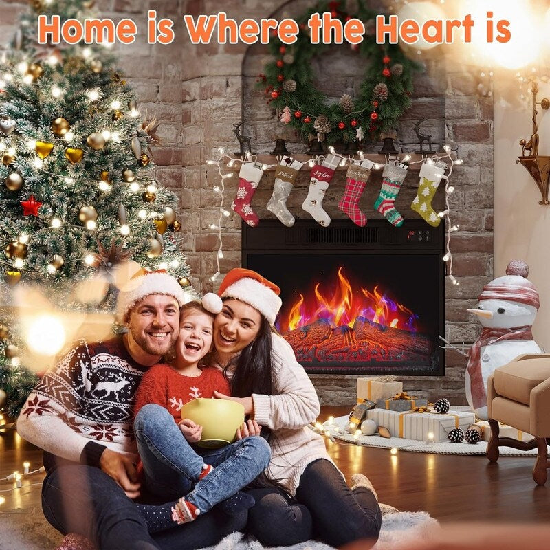 Foyer électrique encastrable avec chauffage réglable, luminosité, minuterie et protection contre la surchauffe, 1 400 W, homologué CSA