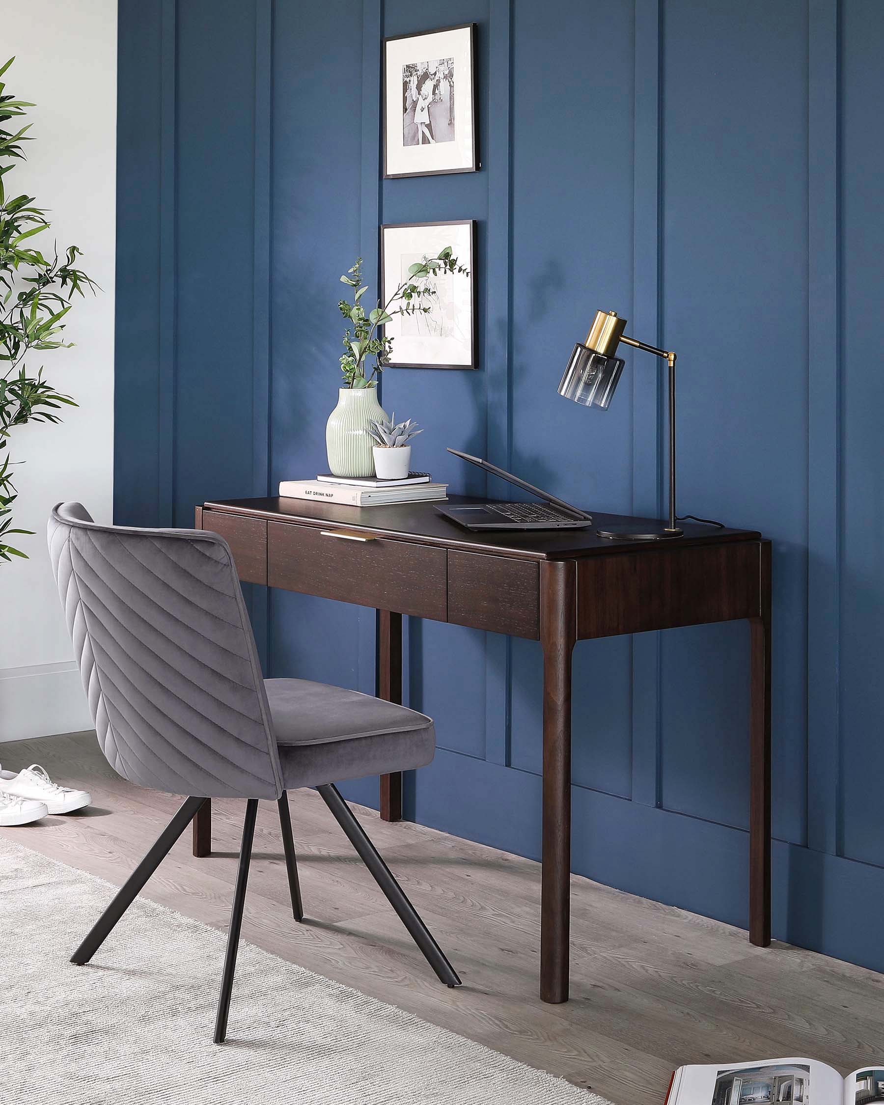 Fauteuil pivotant Serena en velours gris foncé