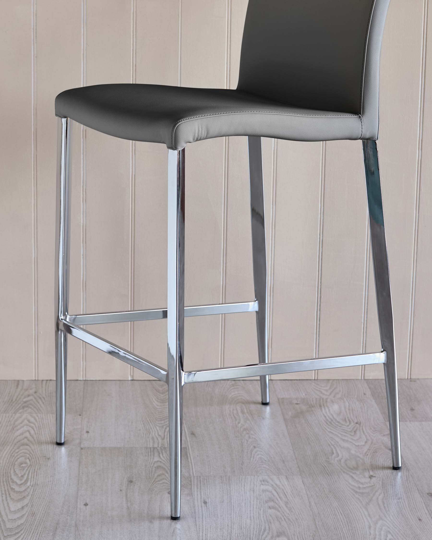Tabouret de bar Elise en similicuir gris foncé