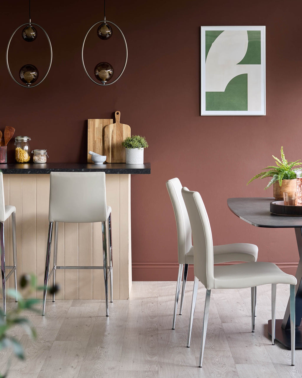 Tabouret de bar Elise en similicuir gris clair