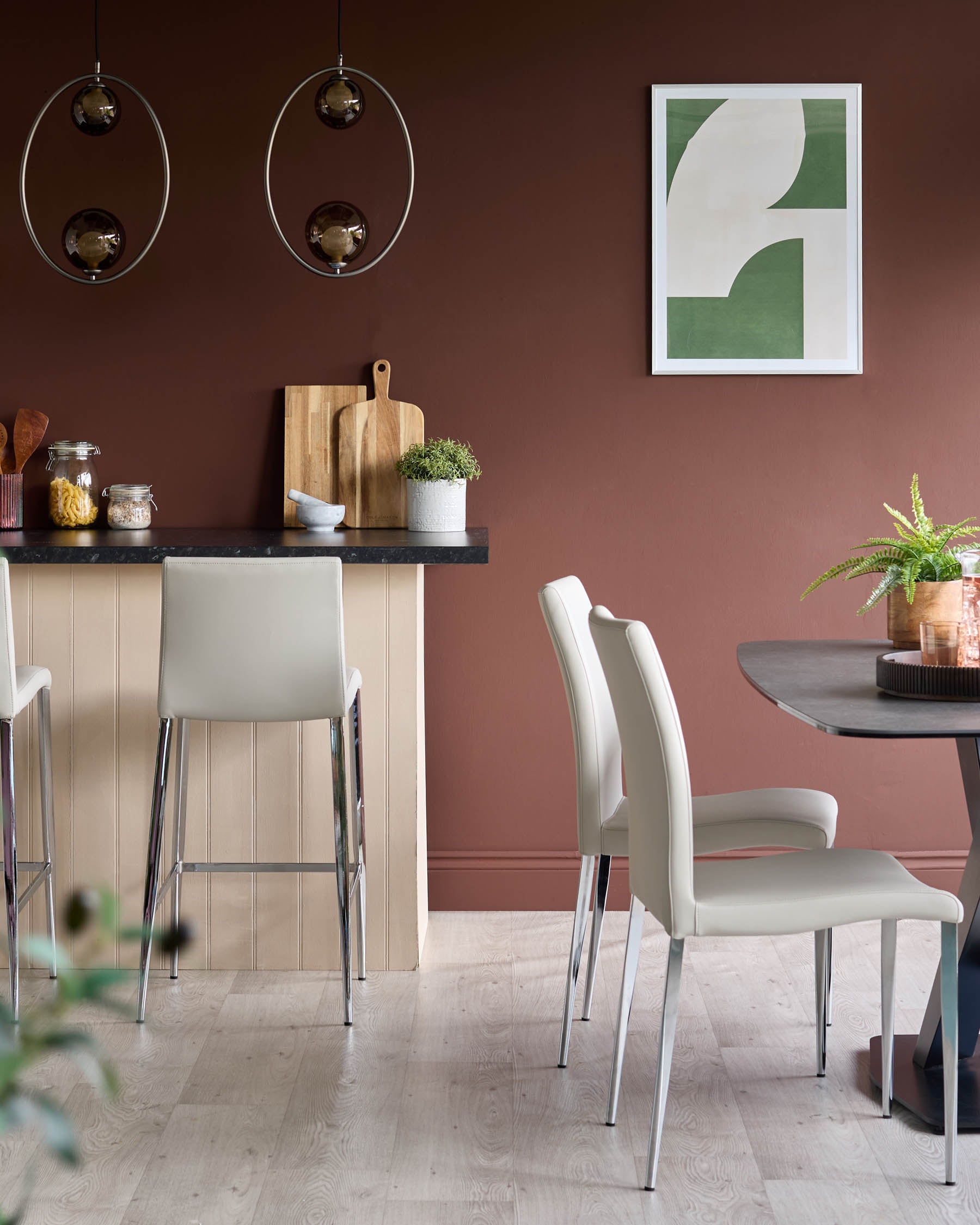 Tabouret de bar Elise en similicuir gris clair