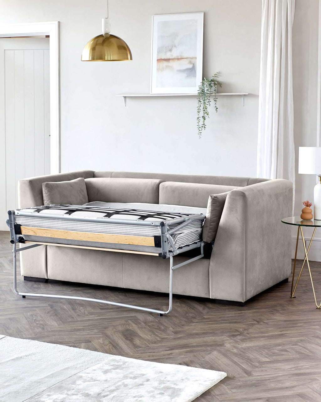 Fauteuil pivotant Daphne en tissu gris clair