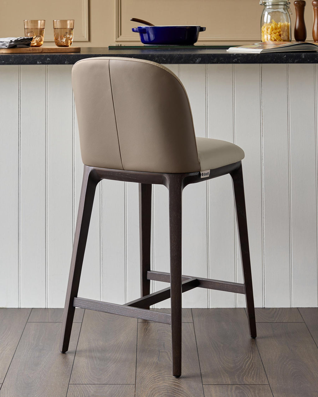 Tabouret de bar Emerson en cuir naturel et moka