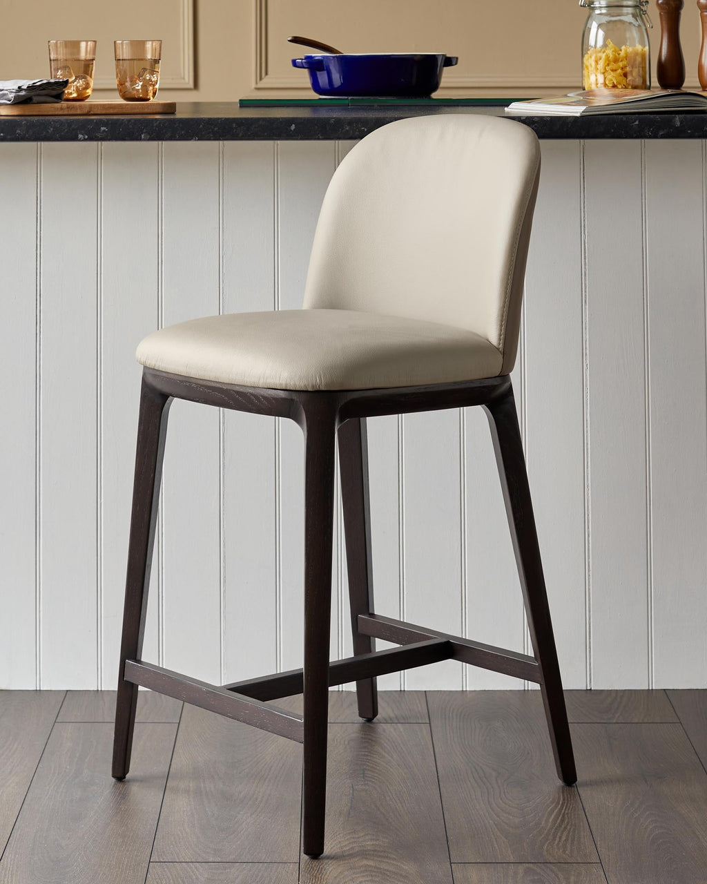 Tabouret de bar Emerson en cuir naturel et moka