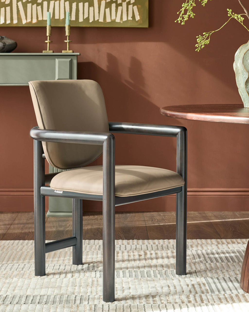 Chaise de salle à manger Esme en cuir moka