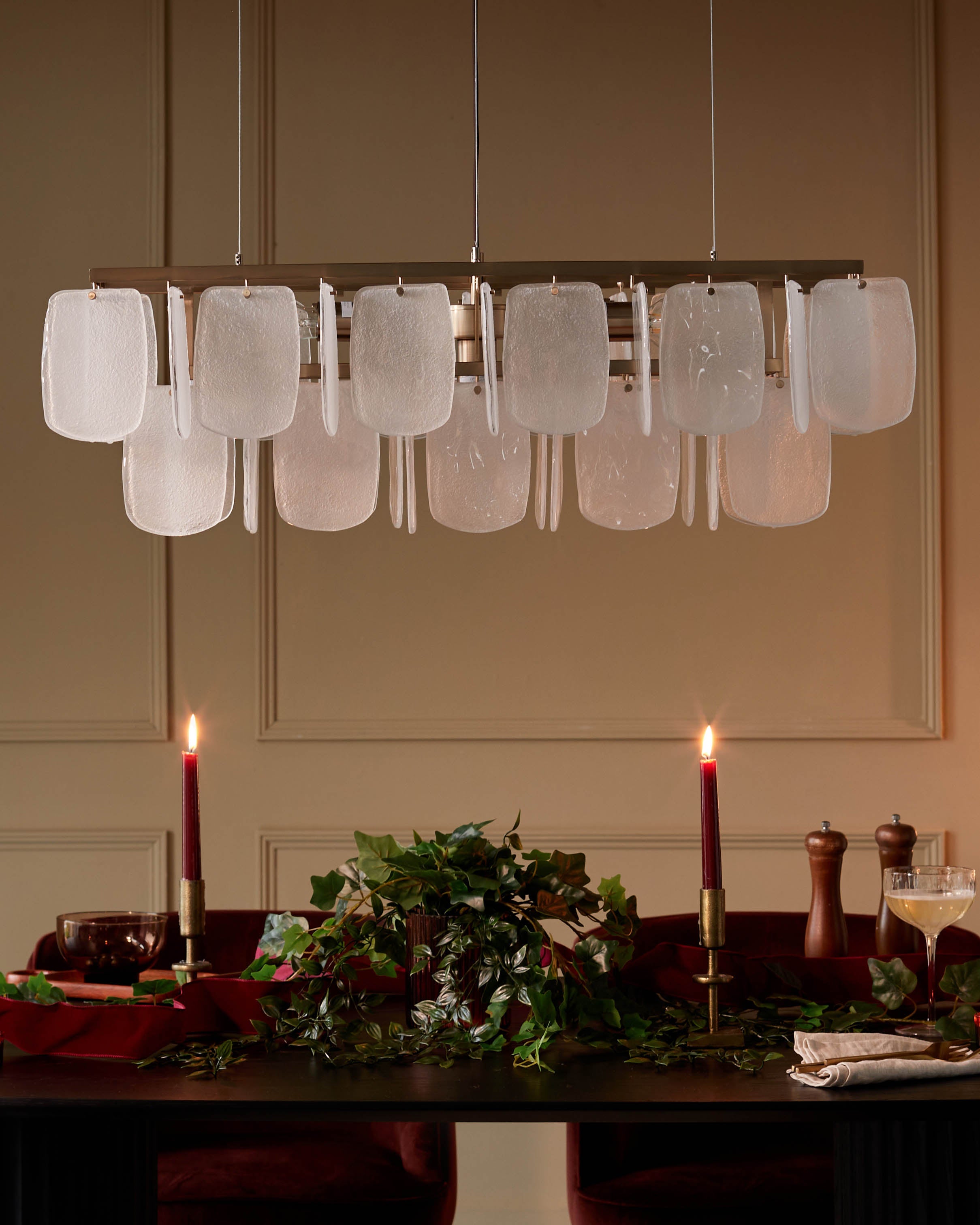 Suspension réglable en verre blanc Estelle