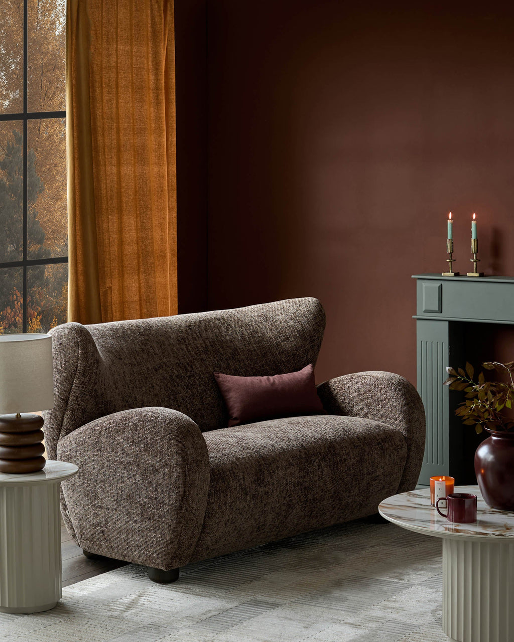 Canapé 2 places Evelyn en tissu moka