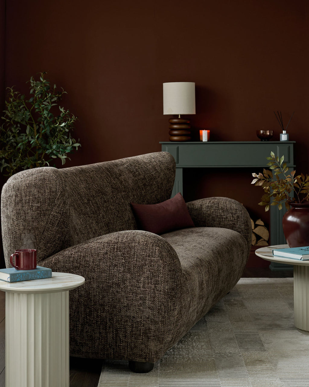 Canapé 3 places Evelyn en tissu moka