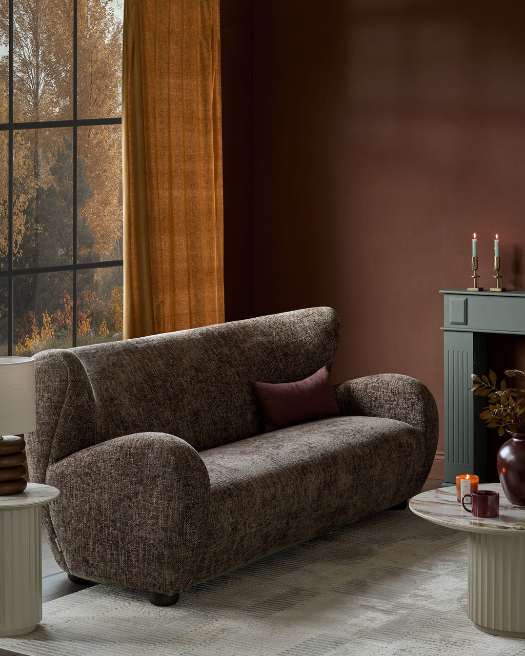 Canapé 3 places Evelyn en tissu moka