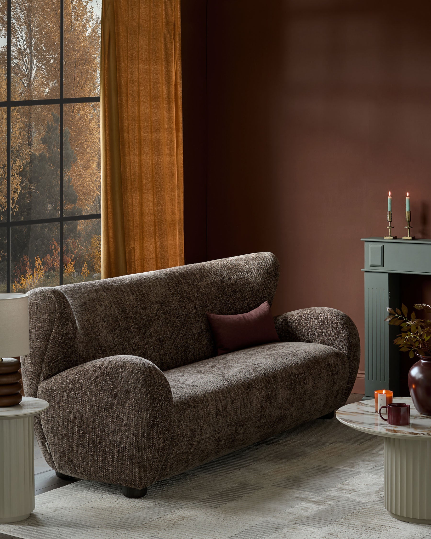 Canapé 3 places Evelyn en tissu moka