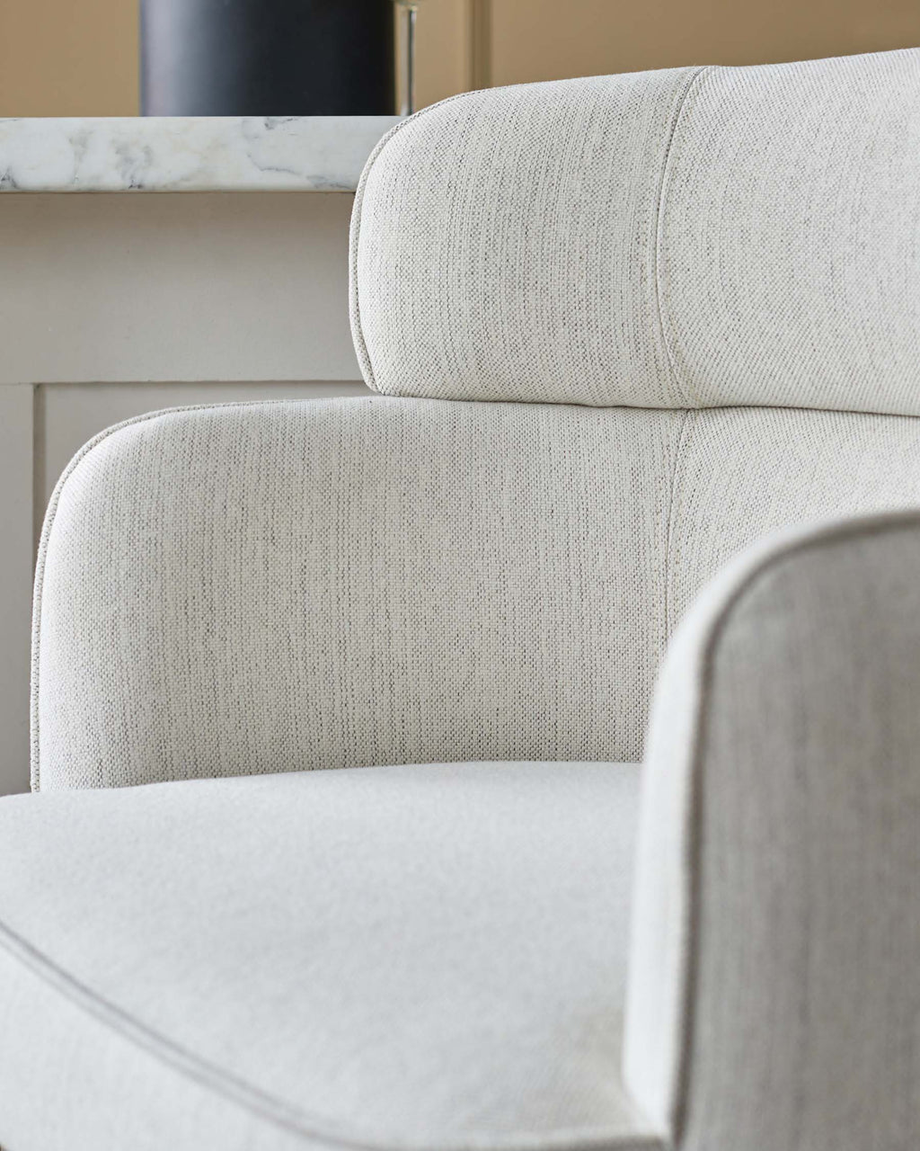 Tabouret de bar Felix en tissu bicolore ivoire