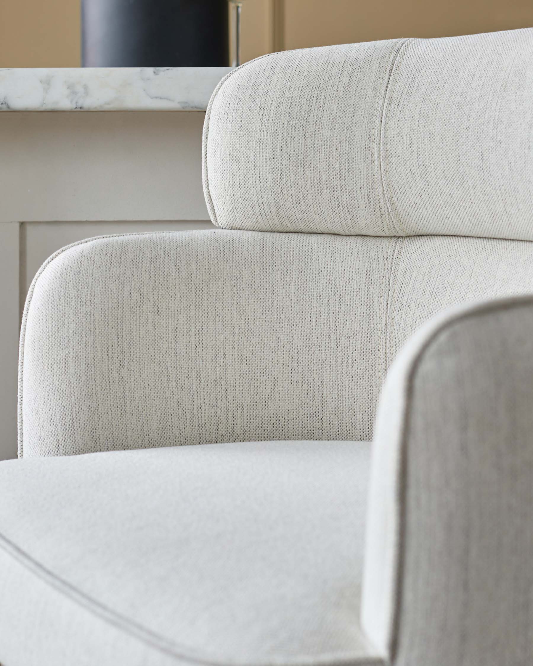 Tabouret de bar Felix en tissu bicolore ivoire