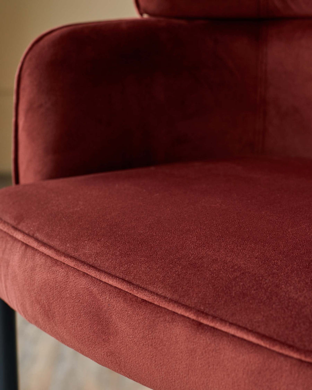 Tabouret de bar Felix en velours rouge caramel