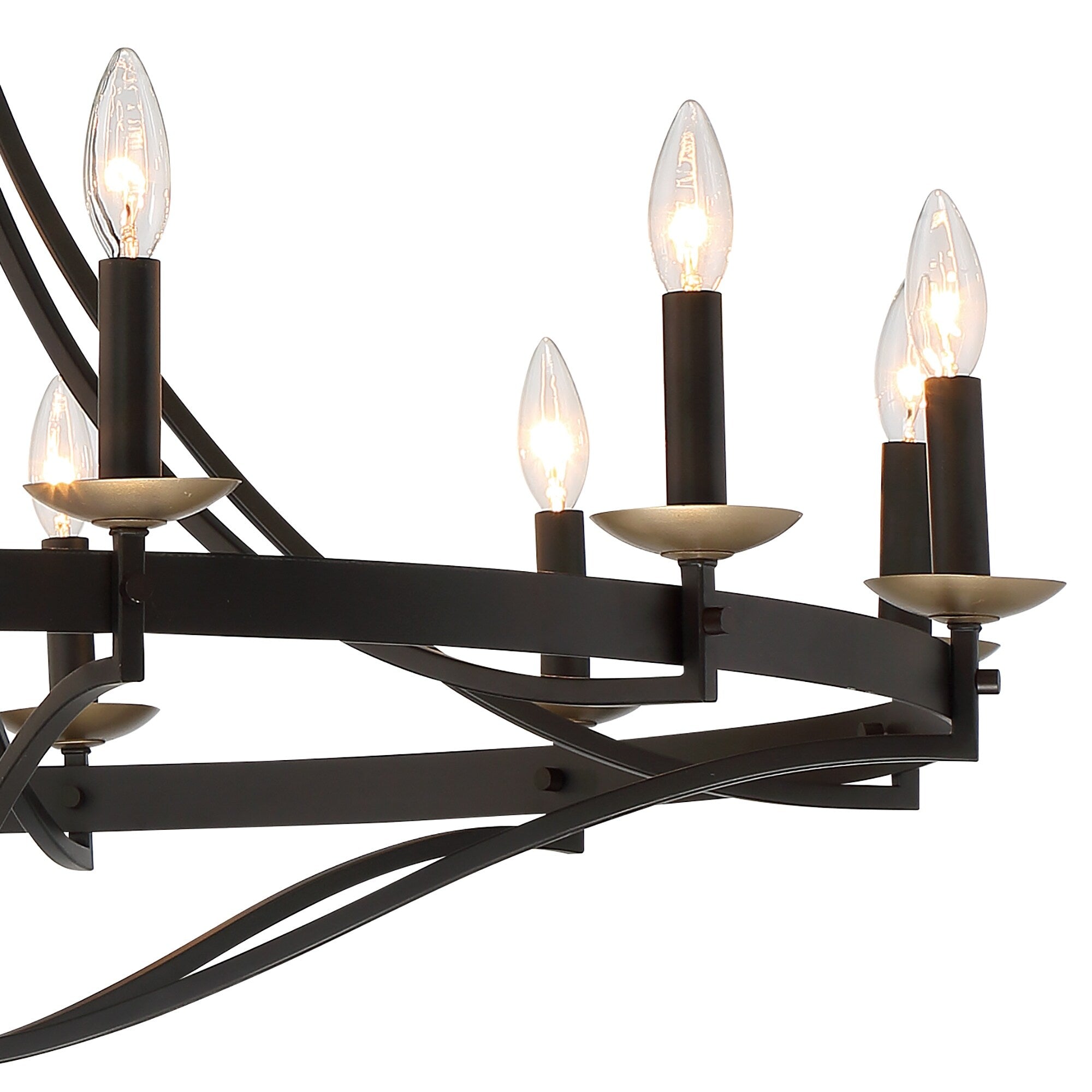 Lustre Empire à 12 lumières de style ferme moderne Fidenza avec roue de chariot et UL - D40'' * H135''