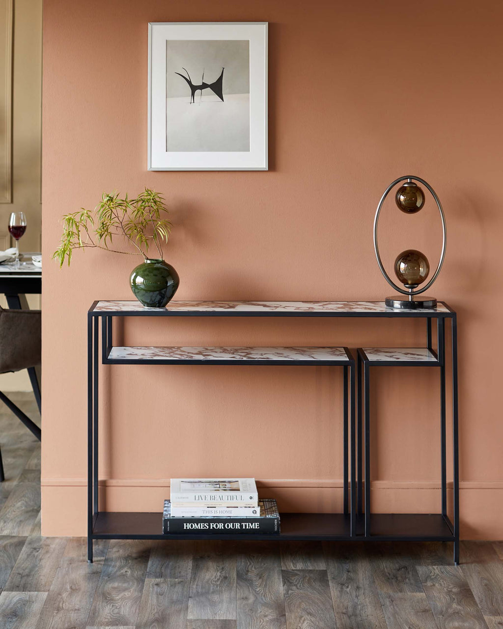 Table console en céramique Calacatta blanche Finley