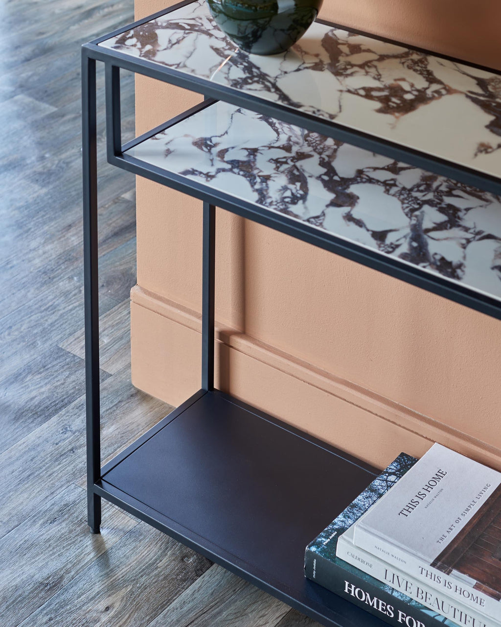 Table console en céramique Calacatta blanche Finley