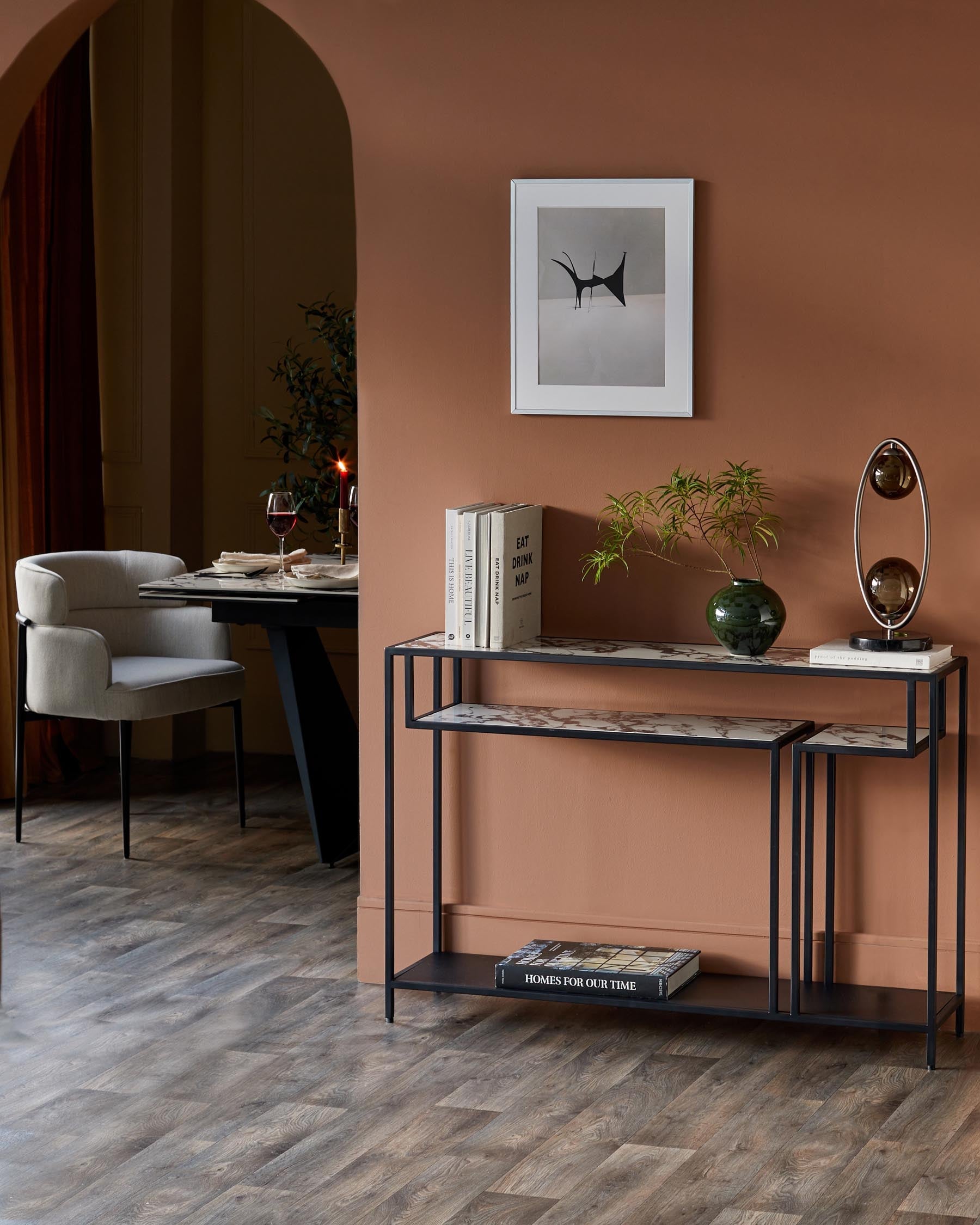 Table console en céramique Calacatta blanche Finley