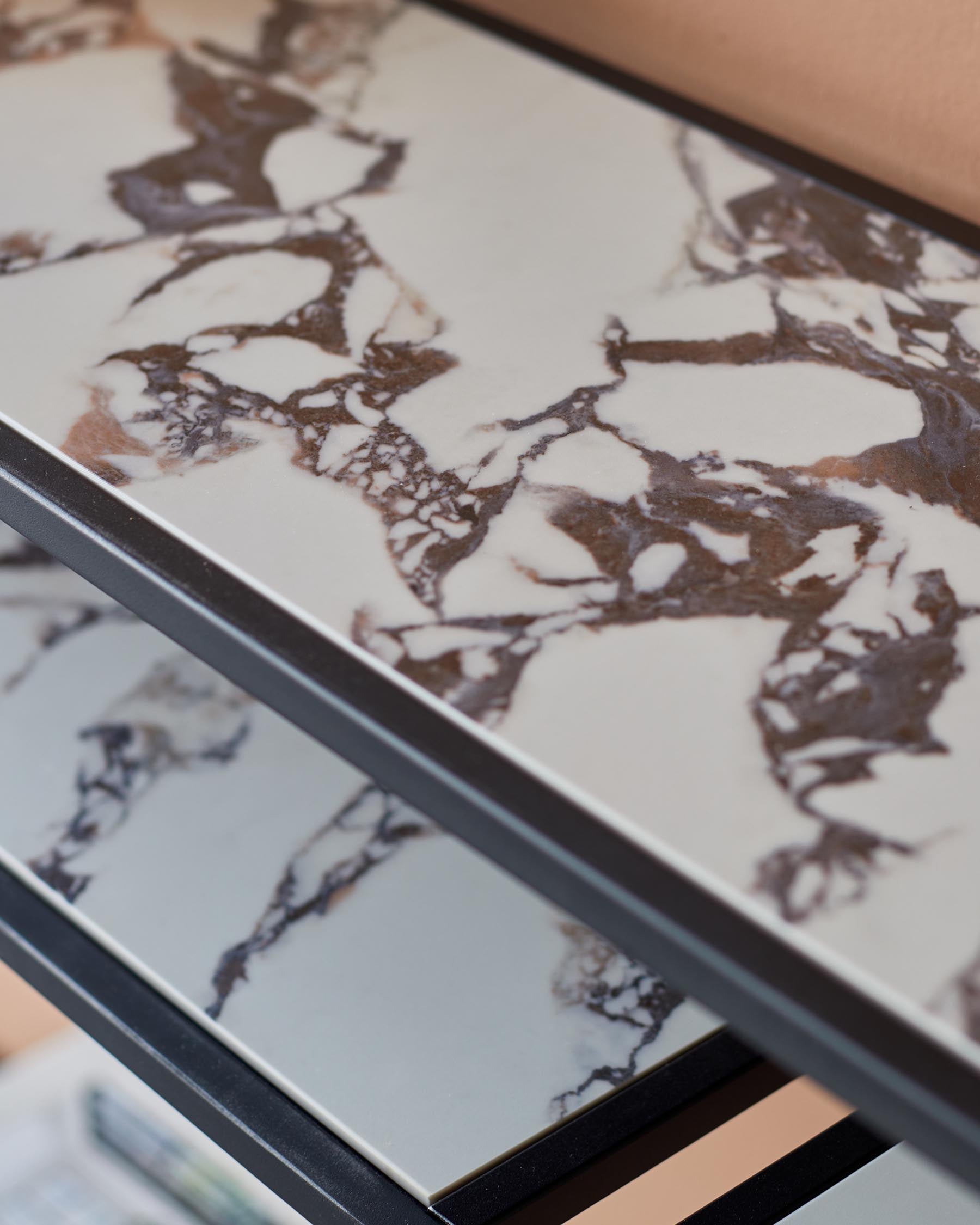 Table console en céramique Calacatta blanche Finley