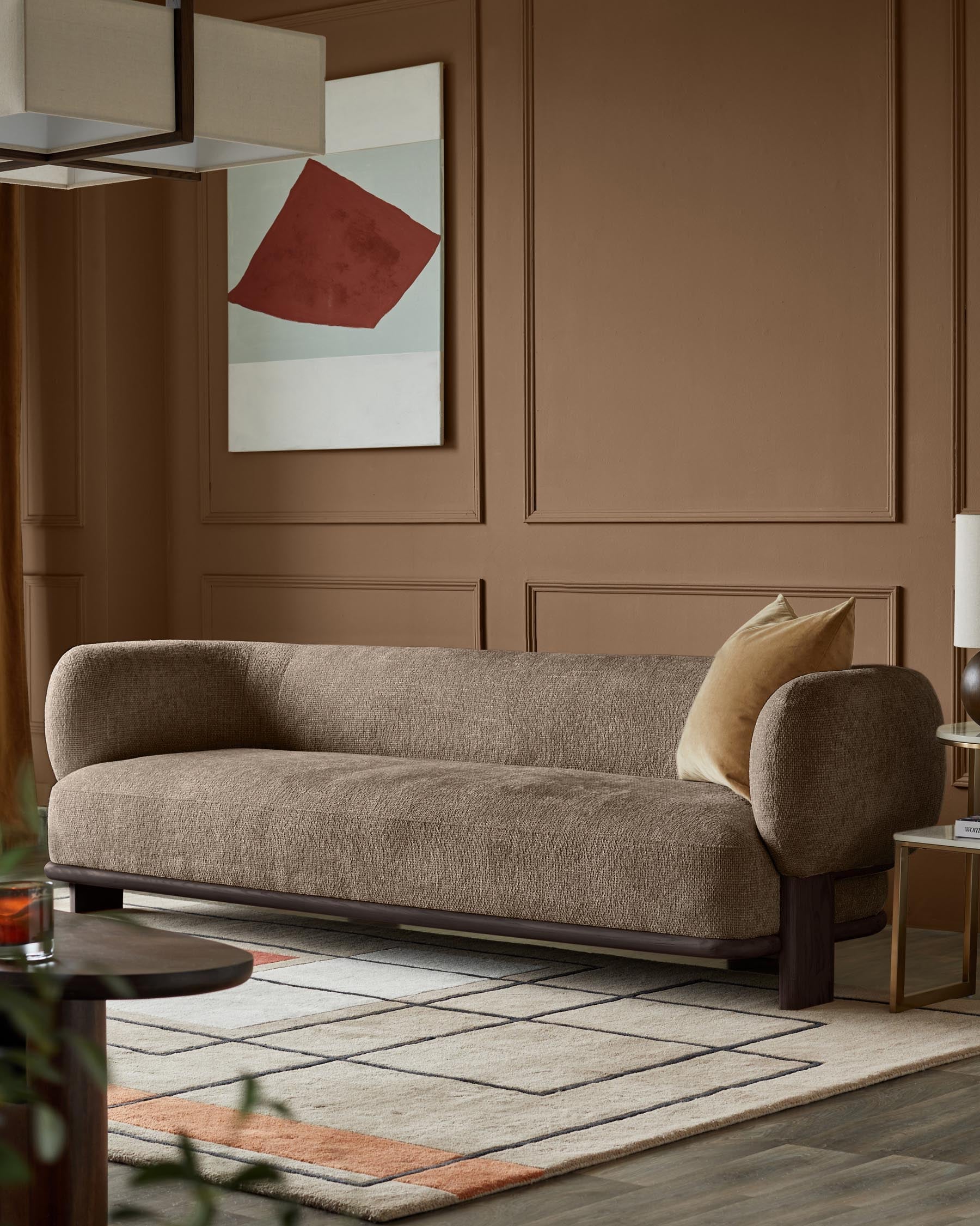 Canapé 3 places Florence en tissu épais couleur moka