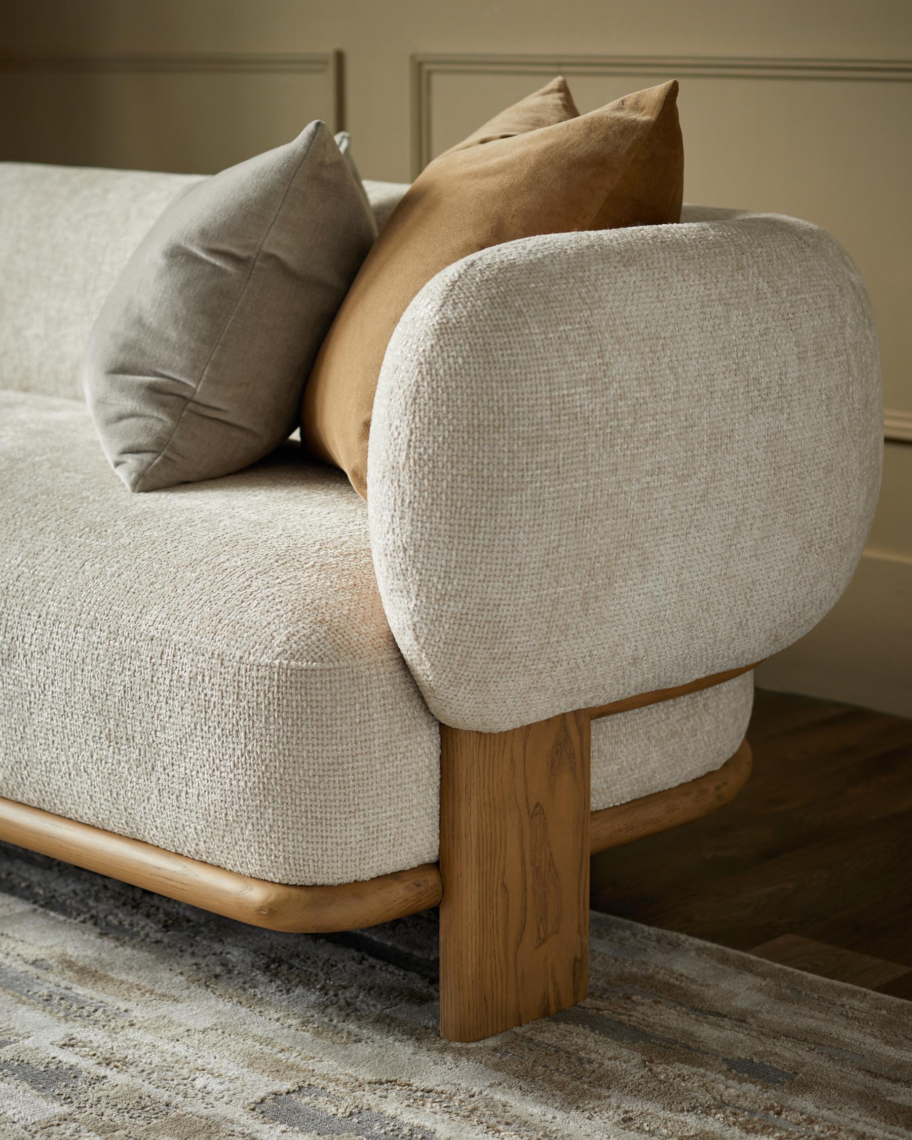 Canapé 3 places Florence en tissu naturel et bois clair