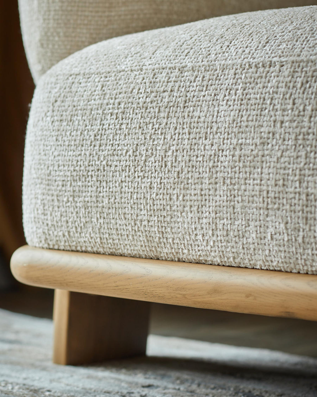 Canapé 3 places Florence en tissu naturel et bois clair