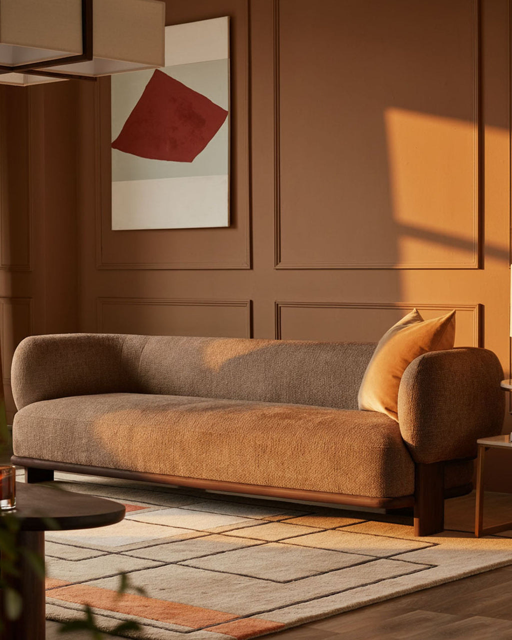 Canapé 3 places Florence en tissu épais couleur moka