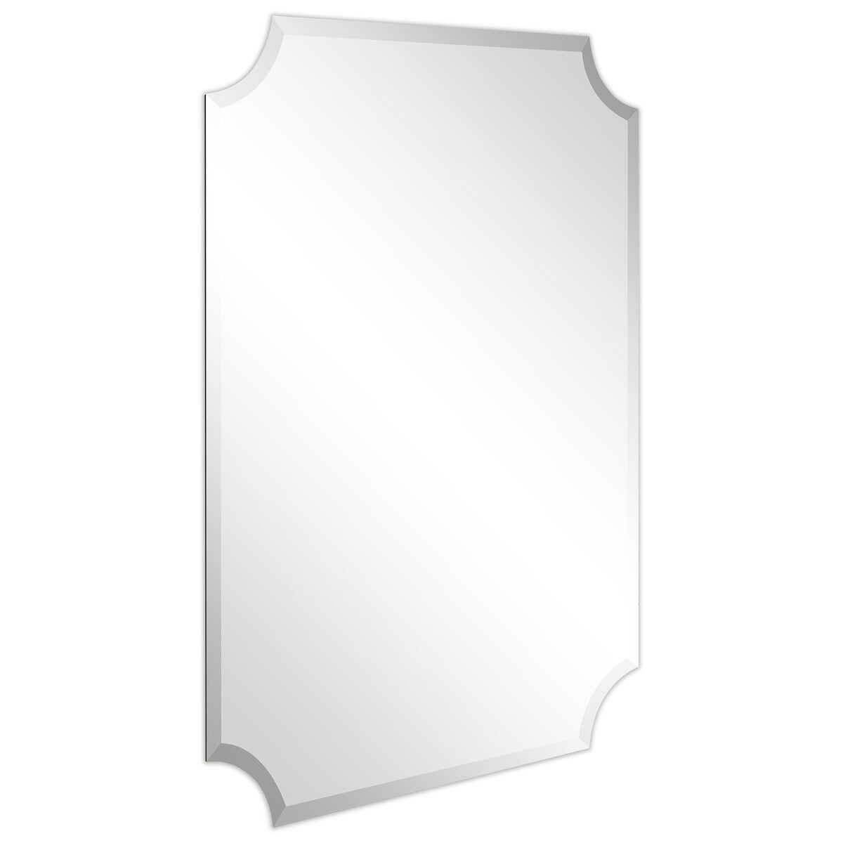 Miroir mural biseauté festonné rectangulaire sans cadre, pour salle de bain, coiffeuse, chambre à coucher, 1 bord biseauté - Transparent