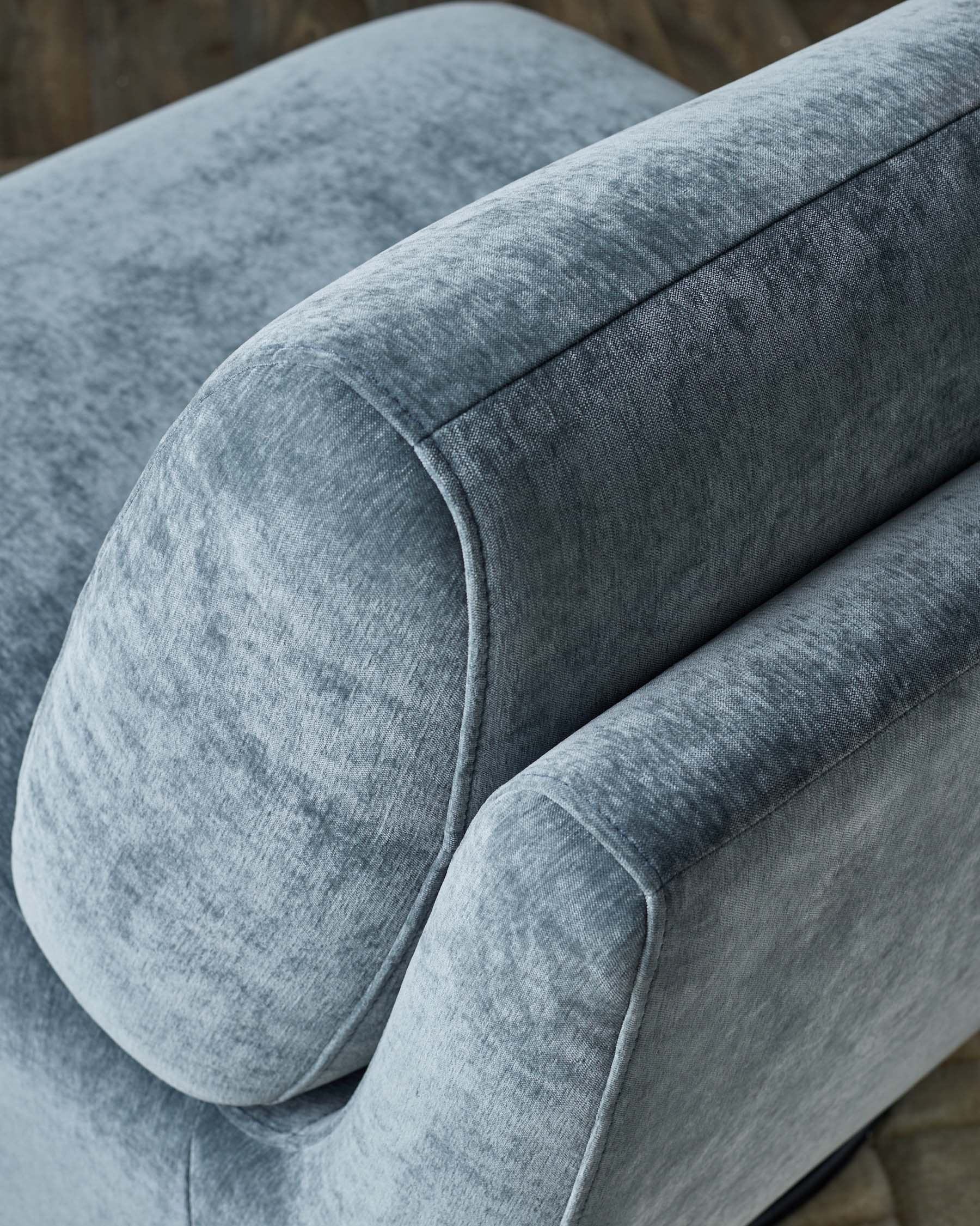 Fauteuil pivotant en tissu bleu-gris Frances