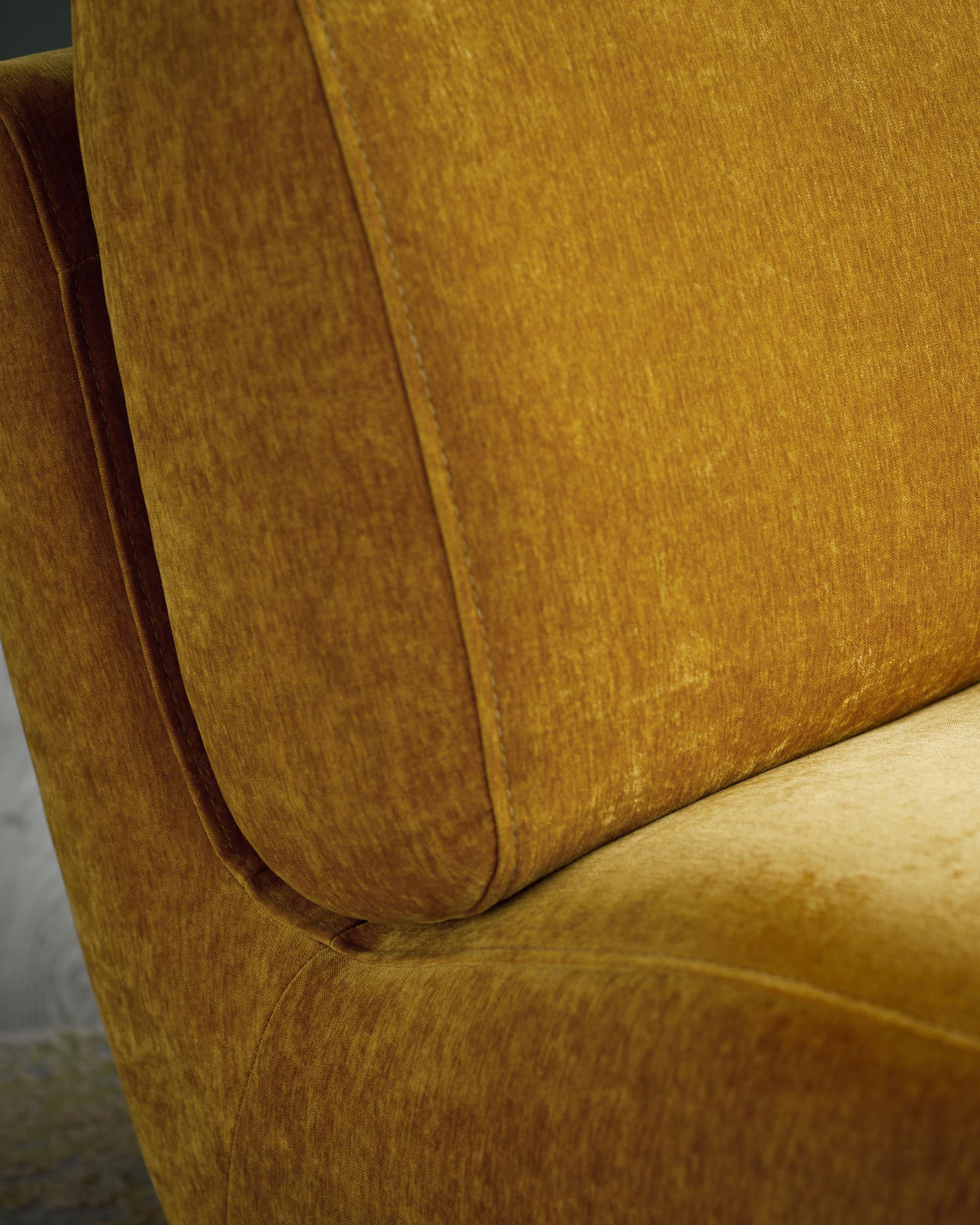 Fauteuil pivotant en tissu ocre Frances