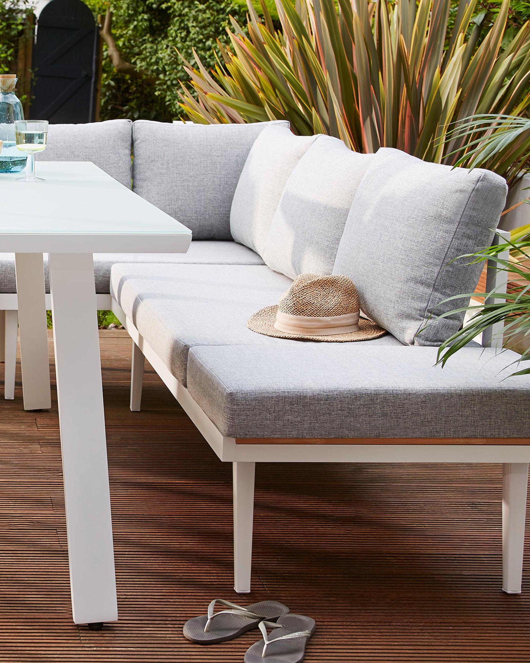 Banc de jardin d'angle droit blanc Palermo