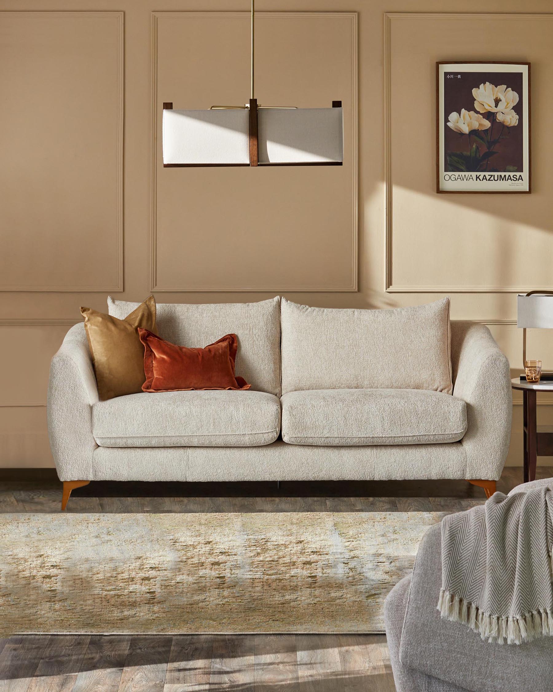 Canapé 2 places Genevieve en tissu naturel à grosses mailles