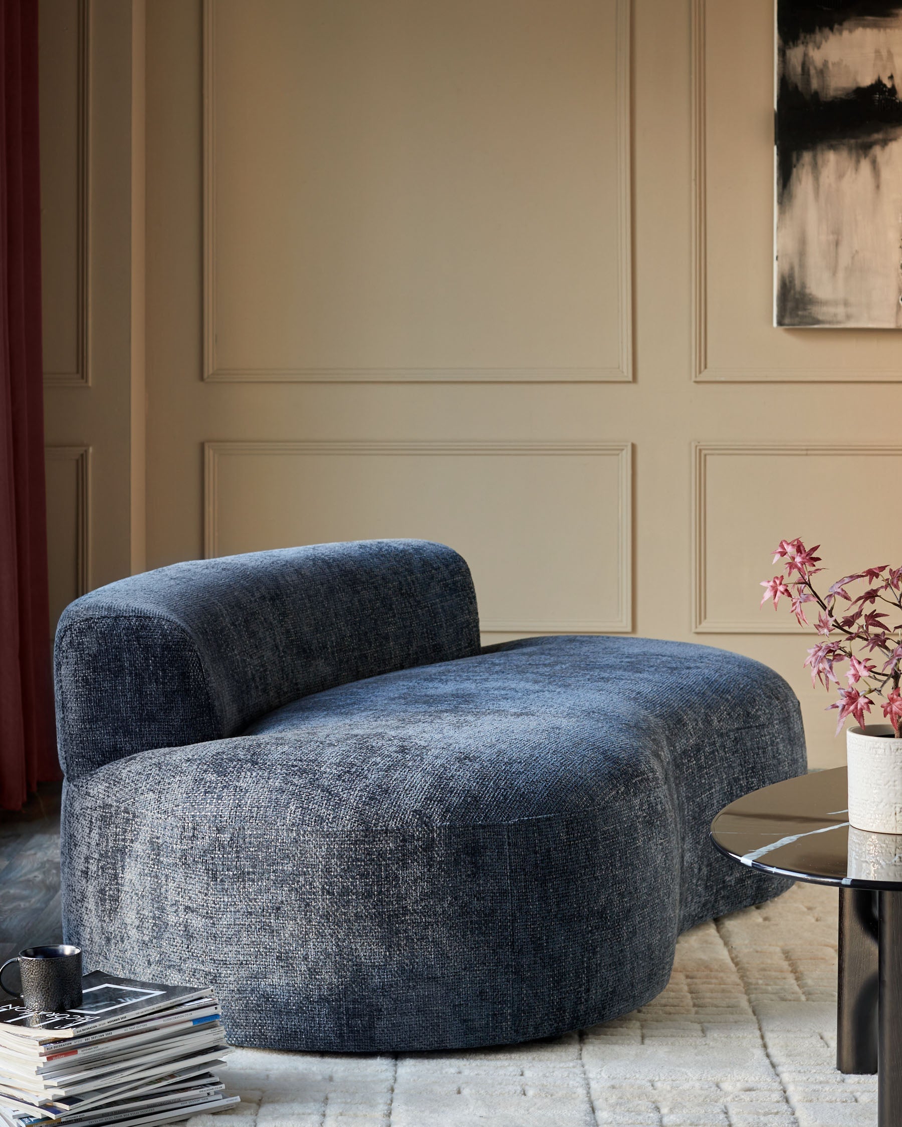 Canapé 2 places Gianna bleu foncé tissé