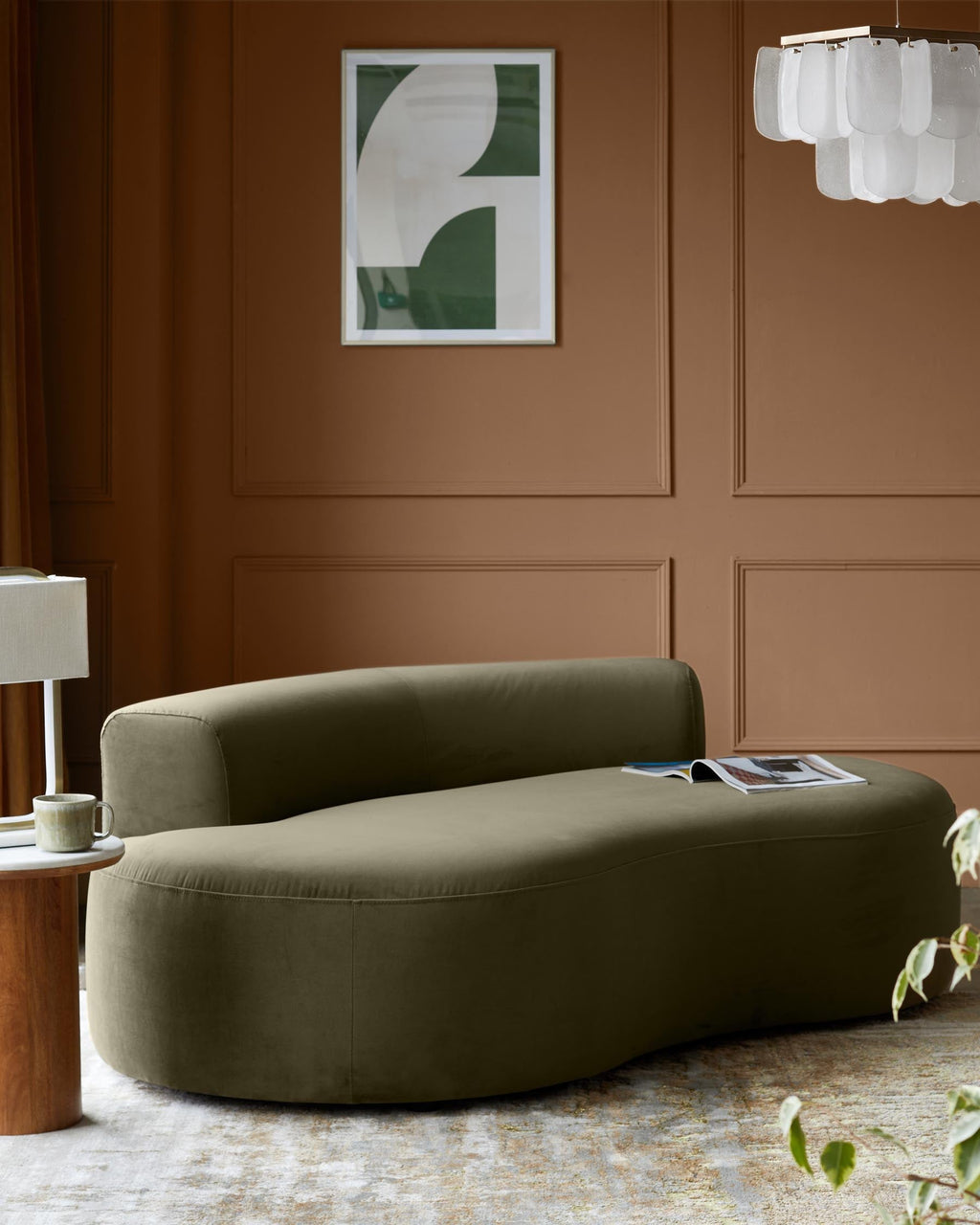 Canapé 2 places Gianna en velours vert olive