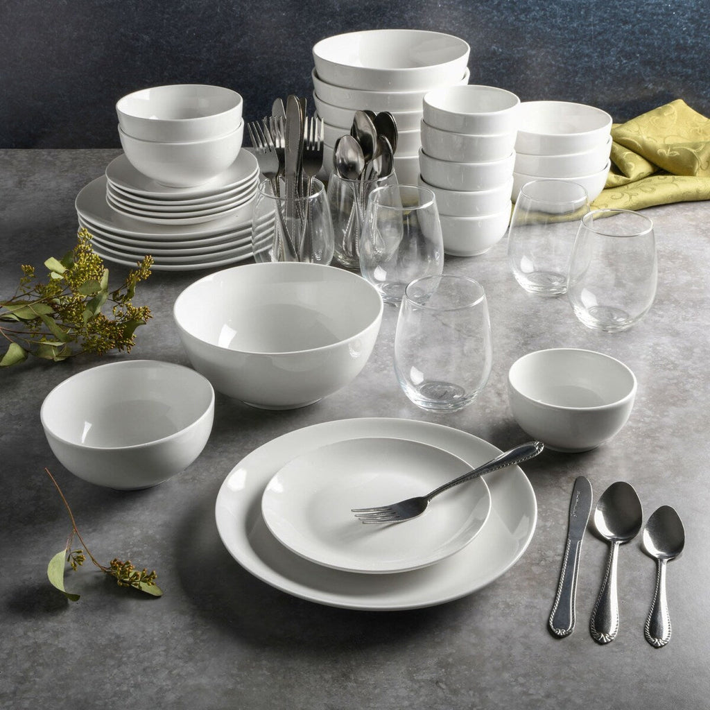 Gibson Home All U Need Service de table 60 pièces Assiettes, bols, verres, fourchettes, cuillères et couteaux (Service pour 6)